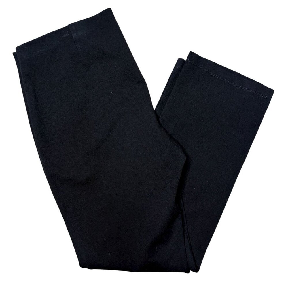 Eileen Fisher Black Stretch Jersey Straight Leg Pants Size 14 Italian Fabric